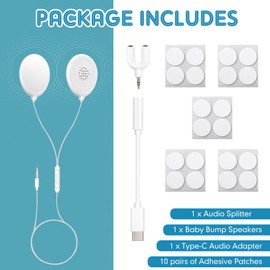 Konohan 8 Pcs Baby Bump Headphones Set Belly Headphones for Pregnant Women White Belly Speakers Women for Pregnancy Safely Play Music, Sounds, and Voices to Your Baby in The Womb