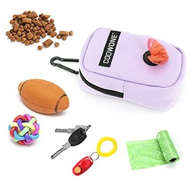 Bolsa pequeña para golosinas con dispensador de bolsas para perros, bolsas portátiles para caminar, color morado