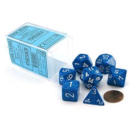 Polyhedral 7-Die Speckled Dice Set - Water