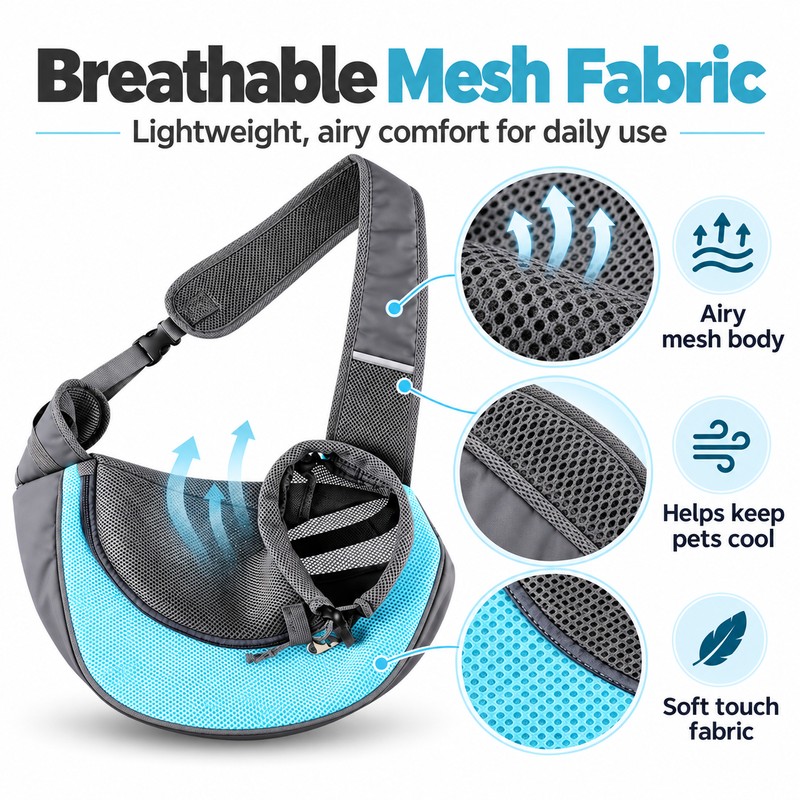 Breathable Dog Sling Carrier for Small Pets – Lightweight Mesh