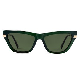 SOJOS Retro Small Polarized Cat Eye Sunglasses Womens Vintage Shades Trendy Stylish Sunnies SJ2361 with Green/Green Lens