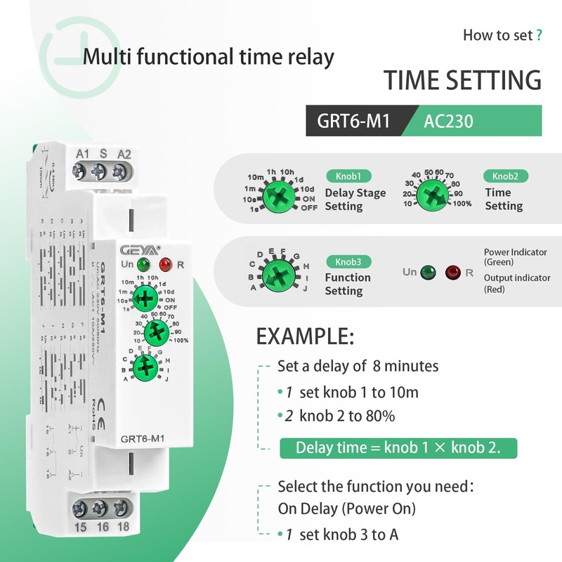Multifuction Time Relay IGEYAPA GRT6 M1 AC 230V with 10