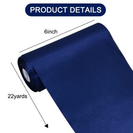 TONIFUL 6 inch x 22yd Wide Navy Blue Satin Ribbon Solid Fabric Ribbon for Cutting Sewing Ceremony Party Decoration Chair Sash Table Runner Car Bows Indoor Outdoor Yard Decor