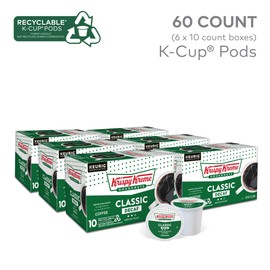 Krispy Kreme Classic Decaf Keurig Single-Serve K-Cup Pods, Light Roast Coffee, 60 Count (6 Packs of 10)