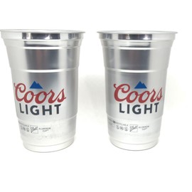 Coors Light Metal Aluminum 22 Ounce Cups - Set of 2