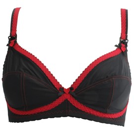 Ex-Store Drop Cup Non Wired Unpadded Nursing Bra Black & Red 36E