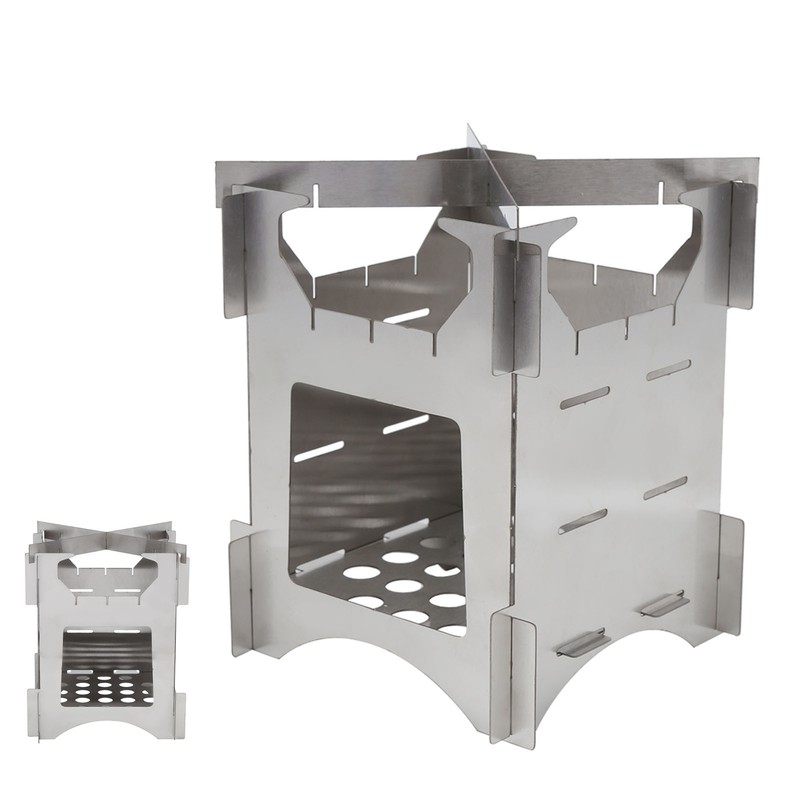 Portable Stainless Steel Folding Wood Burning Stove Mini Cooker for