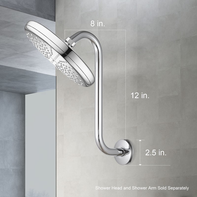 OFFO Shower Head Extension Arm 12 in, S Shaped Shower