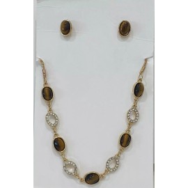 Fashion Jewelry Tigers Eye Necklace and Earrings Set!
