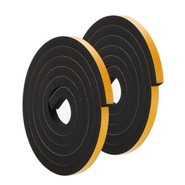 Weather Stripping Door Seal Strip 1/2"W * 1/2"T, Door Insulation Strip, High Density Foam Tape for Door Frame, Window, 13FT Length(6.5 FT X 2 Rolls, Black)