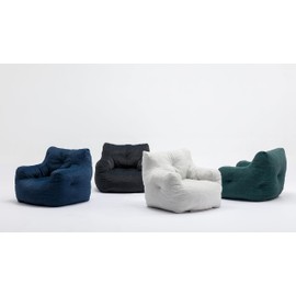 INMOZATA Bean Bag Chair with Filler, Linen Beanbag Chair for Adults Comfy Floor Chair Fireside Bean Bag Lounger Memory Foam Chair for Home, Apartment or Gaming Room,Ivory