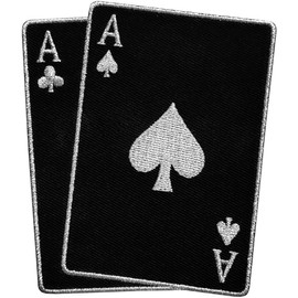 Pinsanity Black Pair of Aces Iron-On Embroidered Patch
