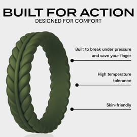 ROQ Silicone Rubber Wedding Rings for Women, Thin Lavender Leaves, Rubber Silicone Wedding Band, Bridal Jewelry Set, Anniversary Rings, Promise Ring, Multi Packs, Multi Colors