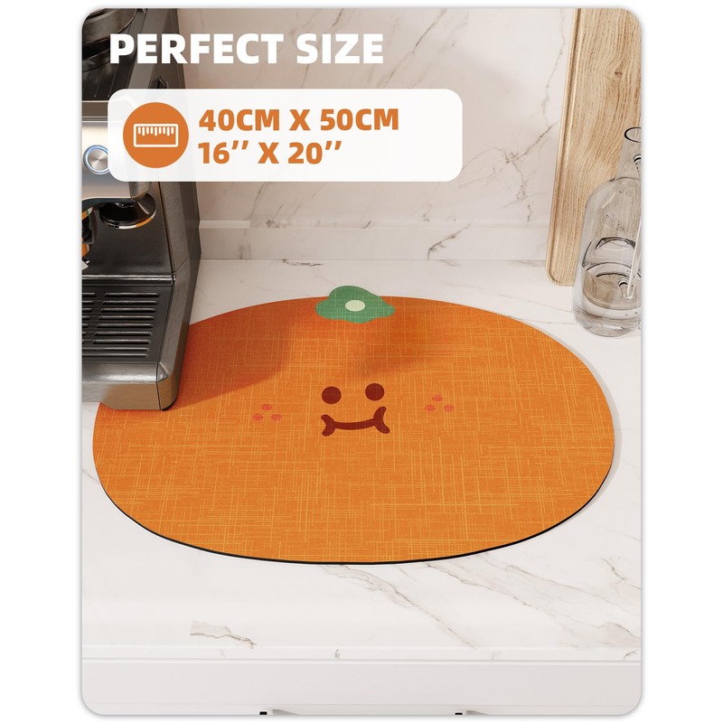 COLOR&GEOMETRY Cute Dish Drying Mat 40x50cm, Non-Slip Coffee Mat, Quick