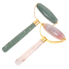 FRCOLOR 2pcs Jade Roller Facial Massage Tool Ergonomic Design for Skin Tightening and Relaxation Portable Face and Eye Massager for Routine