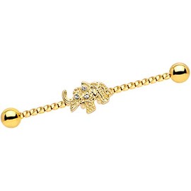 Body Candy 14G Anodized Steel Helix Cartilage Clear Accent Elephant Twisted Industrial Barbell 1 1/2"