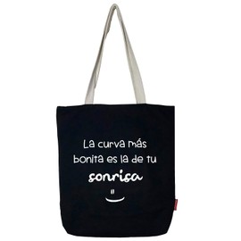 Econanos Hellobags2019 Canvas & Beach Tote Bag, 38 cm, Black (Negro)