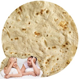 Novelty Burrito Tortilla Throw Blanket - Round Food Blanket for Adults & Kids, Giant Taco Wrap Blanket 120CM