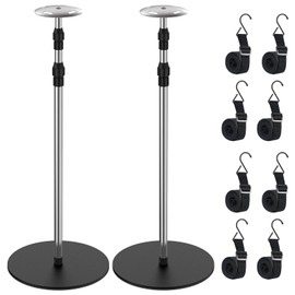 Fshihine Boat Cover Support Poles, 2 Pack Adjustable Stainless Steel Pontoon Boat Cover Support System, Telescoping Tarp Accessories with 8 Straps and Metal Base for V Hull, Jon, Pontoon Boat