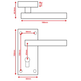 Designer Levers - Victorian Straight Lever Door Handles - Antique Brass - 1 Pair - Locking Door Handle