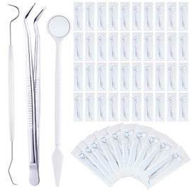 TrelaCo 50 Sets Disposable Dental Tools Dental Picks for Teeth Cleaning Dentist Dental Mirror Dental Explorer Plaque Remover for Teeth Oral Teeth Cleaning Tools for Dentist Instruments