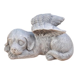 Gravestone Dog with Angel Wings Dog Angel Memorial Stone for Outdoor Animal Gravestone Polyresin Dog Figure Garden Beautiful Keepsake Dog Home Grave Decoration Gifts for Dog Lovers