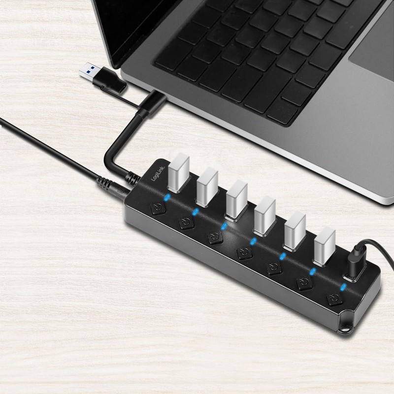 LogiLink UA0420 USB 3.2 Gen1 Hub with 7 Ports and