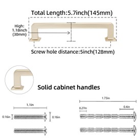 POVEFONK 10 Pack 5 inch(128mm) Champagne Bronze Kitchen Cabinet Handles Cabinet Pulls Gold Drawer Pulls Kitchen Cabinet Hardware Kitchen Handles Drawer Pulls Dresser Handles