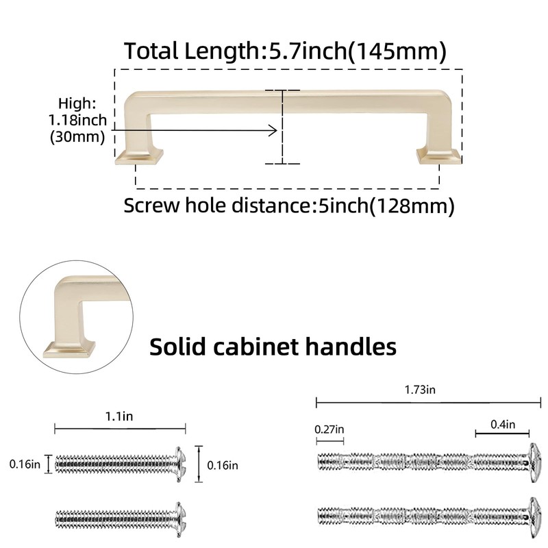 POVEFONK 10 Pack 5 inch(128mm) Champagne Bronze Kitchen Cabinet Handles