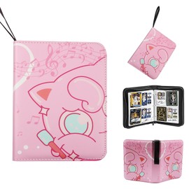 BOUDOI Trading Card Binder, PU Leather Cards Holder with Zipper Fits 400 Cards with 50 Removable Sleeves Book Folder Storage Organizer for Boys and Girls