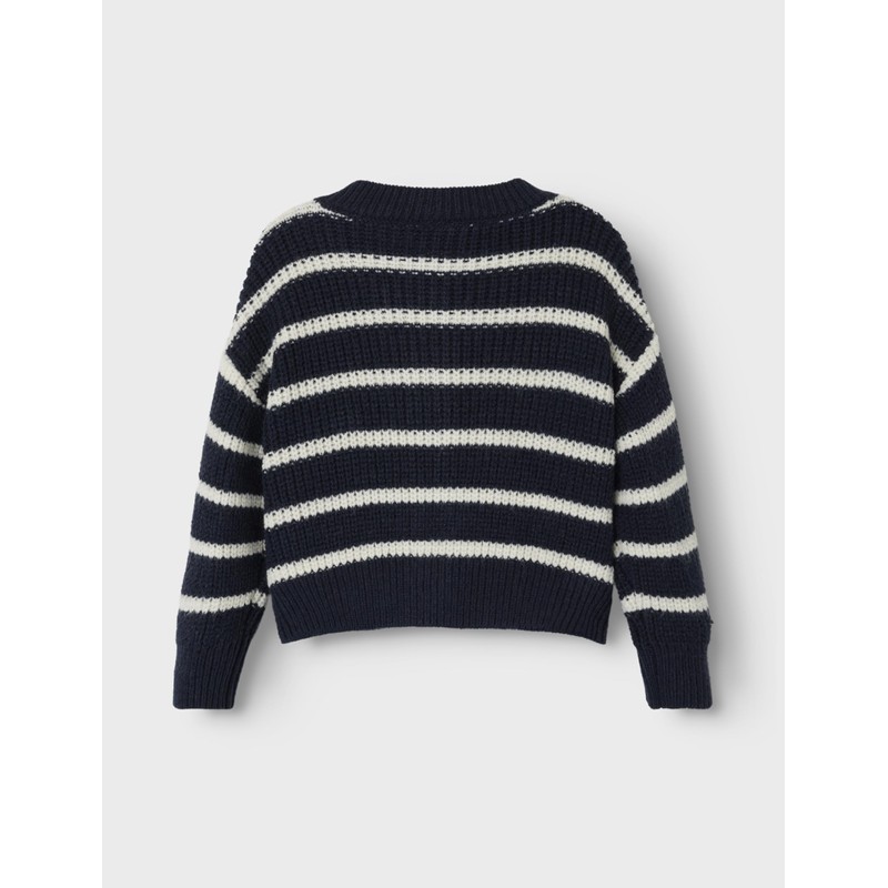NAME IT Girl Striped Cardigan, Dark Sapphire