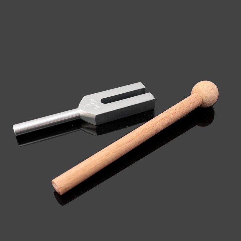 Tuning Fork Crystal Tuner 4096hz Mallet with Natural Crystal, Rubber