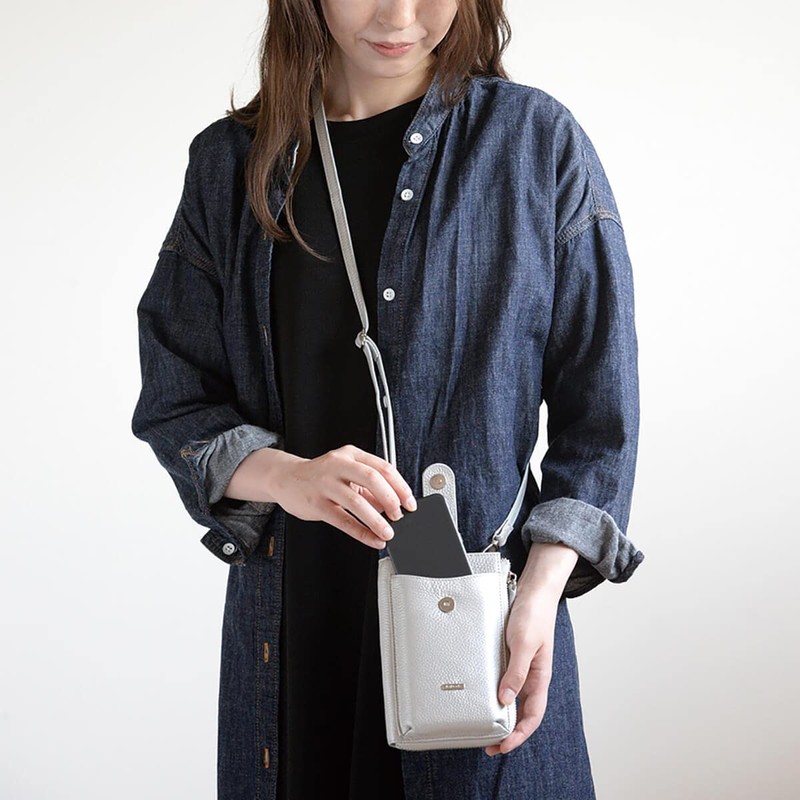 Balcos Women's One Size All Ways Leather Pochette, Silver