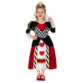 Fun Shack Girls Queen Of Hearts Costume | Kids Queen Of Hearts Dress | Childrens Costume For Dress-Up Parties, Medium