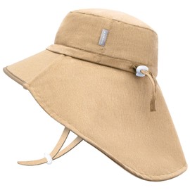 JANGANNSA Toddler Sun Hat Kids Beach Hat with Neck Flap Baby UV Protection Summer Hat Toddler Hat UPF 50+ Wide Brim Sut Hat Boys Girls, A10 Khaki
