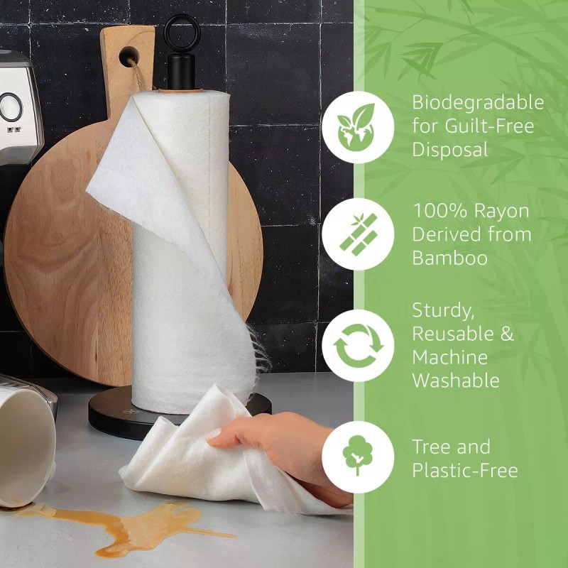 Ibambo Reusable Bamboo Paper Towels - 2 Rolls, Ecofriendly, Washable,
