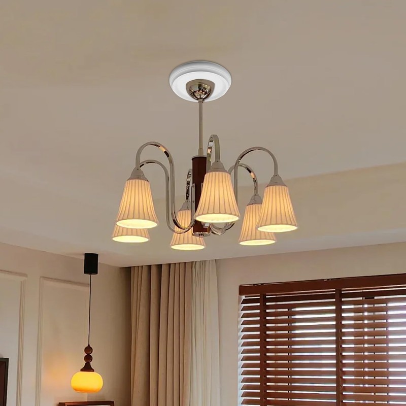 Semetall 2Pcs Lighting PU Ceiling Medallion,White Ceiling Medallion 10 inches