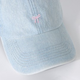 HeyCaps Women's Baseball Cap with Bow and Heart Embroidery - Adjustable Cotton Sun Hat for Summer Outdoor Wear