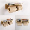 Double Toilet Paper Holder with Shelf Brushed Gold, APLusee SUS