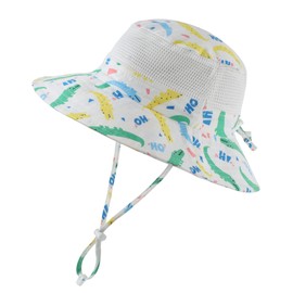 Home Prefer UPF50+ Wide Brim Mesh Kids Sun Hat Toddler Baby Sun Protection Hats (8-12 Years, Crocodile)