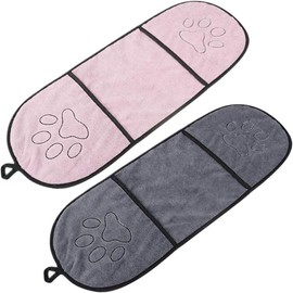 Absorbent Quick Dry Pet Towel Mitt with Pocket, 2Pcs Microfiber Pet Bath Towel Mitts with Pockets,Absorbent Dog Cat Towel Mitts with Pockets,Microfiber Dogs Washcloth Quick Drying for Pets