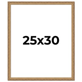 Poster Palooza 25x30 Traditional Antique Gold Complete Wood Picture Frame with UV Acrylic Plexiglass, Foam Board Backing & Hardware Included