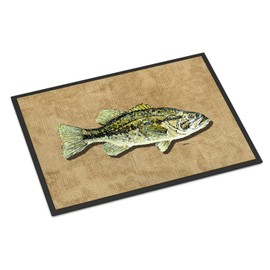 Caroline's Treasures 8806JMAT Small Mouth Bass Doormat 24x36 Front Door Mat Indoor Outdoor Rugs for Entryway, Non Slip Washable Low Pile, 24H X 36W