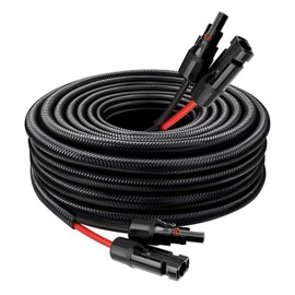Solar Panel Extension Cable - 10AWG 15FT Solar Wire with Female & Male Waterproof Connector Flame Retardant Protective Sleeving PV Wire for RV, Photovoltaic Systems, Home, Boat, Solar Panels, Car