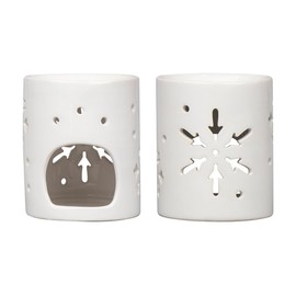 White Christmas Tree-Snowflake Ceramic Decor Wax Melt Burner Tea Light Holder (SnowFlake)