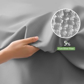 Grounding Sheets King Deep Pocket Organic Cotton With Silver Fiber, Grounding Fitted Earth Sheets With Grounding Cordcolor: medium gray, size: 99x190x38cm