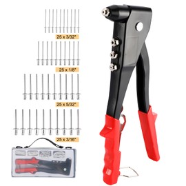 NovelBee Heavy Duty Rivet Gun with 100 Pieces Metal Rivets for Automotive Railway Furniture