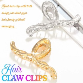 Reaky Large Metal Claw Clips Gold Hair Claws Nonslip Hair Jaw Clips Accessories for Women and girls (Pack of 2)