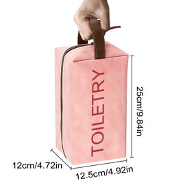 ArtCentury Toiletry Bag for Traveling Women, PU Leather Womens Toiletry Travel Bag Small Pink (Pink)