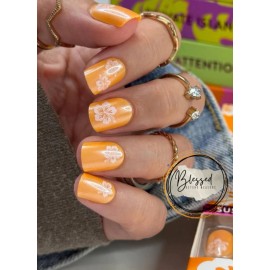 Red Aspen Press On Nails~ Teagan In The Tropics Short Square Orange Floral Glaze
